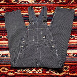 Berne Striped Bib Overalls 32 X 27.5 Carpenter Denim Jeans